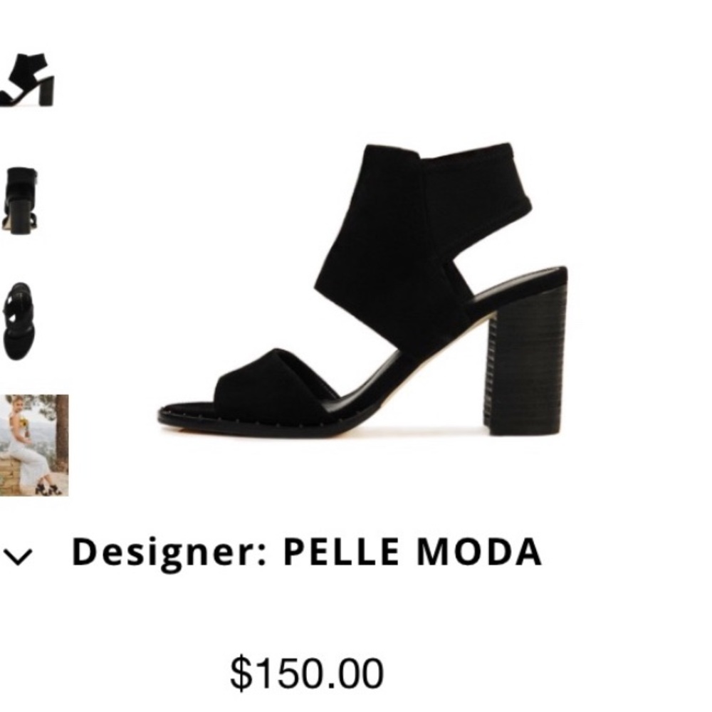 Pelle Moda GREY Black Suede Mesh Block Heel Sandal